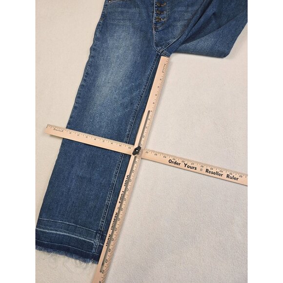 Good Hart Matilda Jane Crop Wide Leg Jeans Size 0 Denim Blue Button Fly - Picture 2 of 7